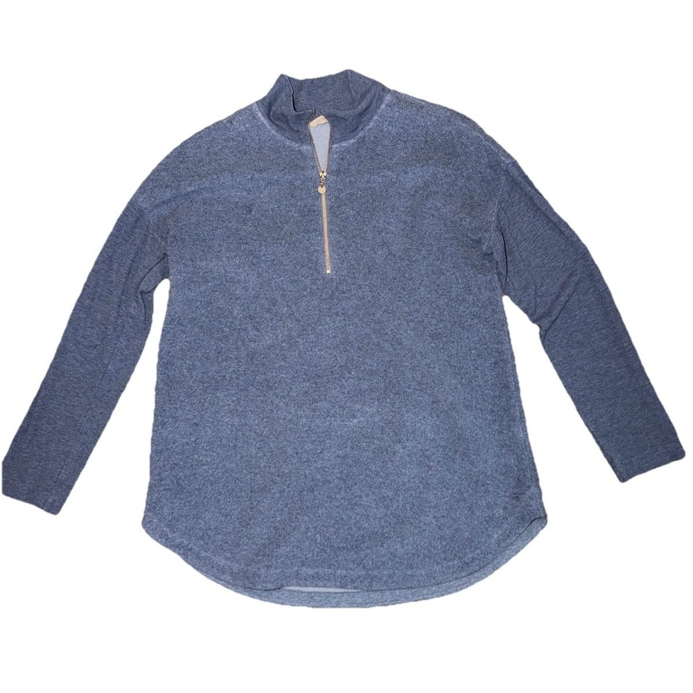 Soft Surroundings Quarter Zip Sweater Women's Size Small Blue Fleece
